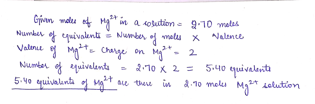 How many equivalents are in 0.40 mole of k+